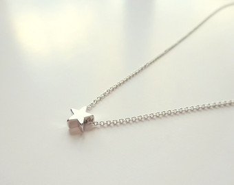 tiny star necklace silver necklace silver jewelry bridesmaids jewelry gift,  silver star necklace, tiny dmpqvwi