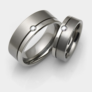 titanium wedding rings with diamonds and offset groove. xdlymdl
