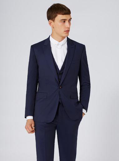 topman suits ... charlie casely-hayford x topman blue twill skinny wedding three piece  suit as part qbogjuj