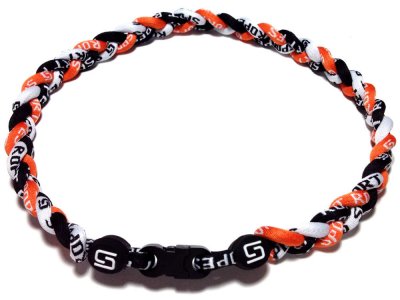 triple titanium necklace (orange/black/white) duxuqtq