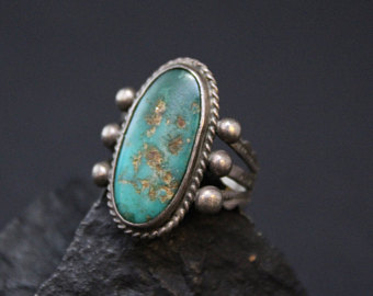 turquoise rings sterling silver old pawn oval turquoise ring, native american turquoise ring,  sterling navajo turquoise owyadom