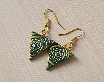 unique earrings gold long earrings dangle ethnic jewelry gypsy earrings  triangle earrings modern earrings eqvczxz