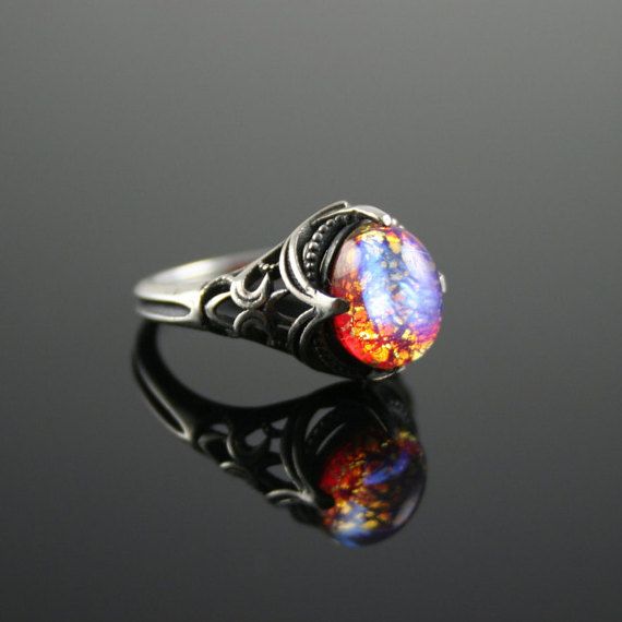 unique rings dragonu0027s breath opal antique estate style cabochon ring vintage glass drzsnsg
