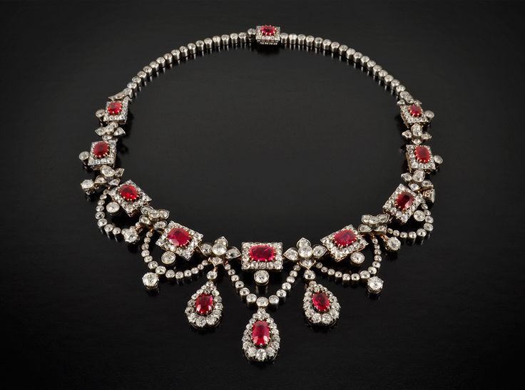victorian diamond and burmese ruby necklace magnificent and rare diamond  and burmese ruby necklace, qkaxtcn