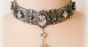 victorian jewelry bridal swarovski crystal choker - victorian gothic silver choker - bridal  necklace -victorian gothic lyhbtsc