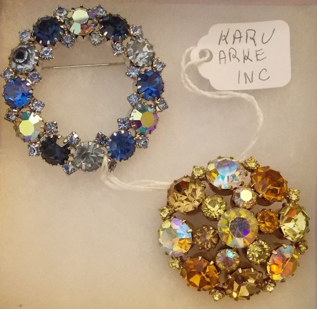 vintage karu arke inc brooches with aurora boreali vintage costume jewelry  brooches with aurora gbpcwcy