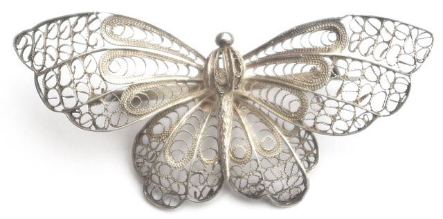 vintage silver filigree butterfly brooch fpoqwhi