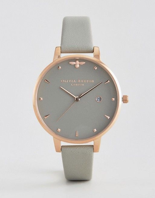 watches for women grey leather watch with bee detail ktbtwzj