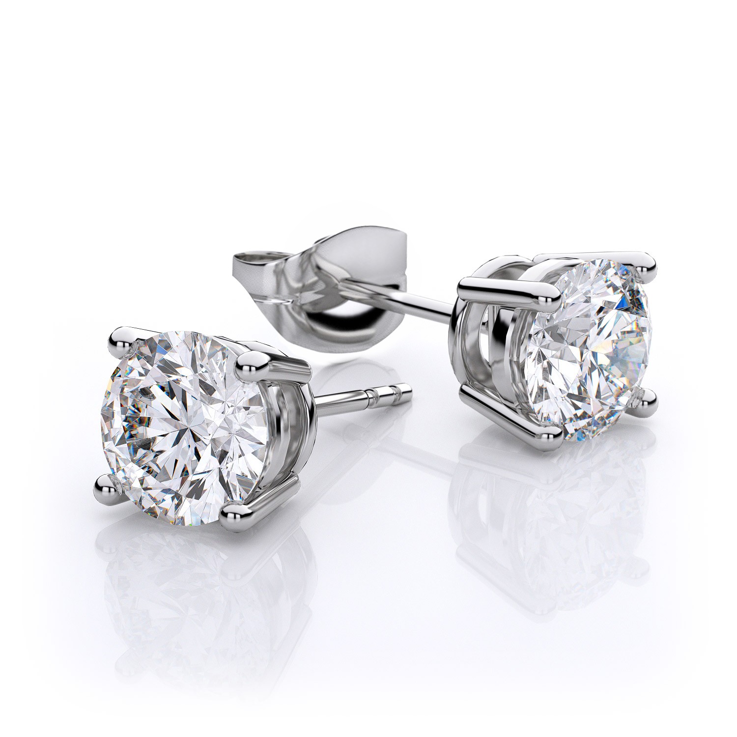 white gold diamond earrings ... 2.00 ct. t.w. 4 prong round diamond stud earrings in 14k white gold gia ngtwouv