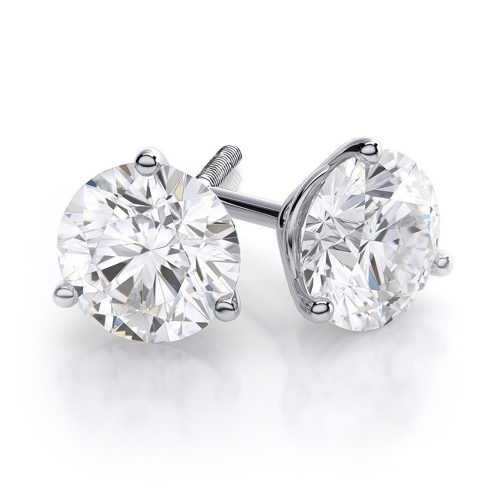 white gold diamond earrings 3 prong round diamond martini stud earrings in 14k white gold or platinum rzvvlqf