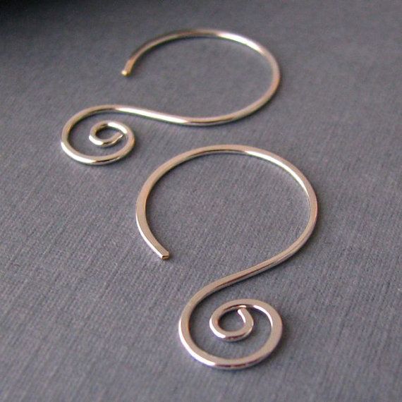 wire earrings interchangeable hoop earring findings, silver filled swirly swinger ear  wires, handmade jewelry findings chrzpct