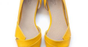 yellow flats, women shoes, yellow shoes, handmade. rndxlxq