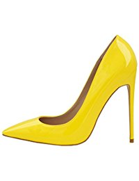 yellow shoes lovirs womens pointed toe high heel slip on stiletto pumps wedding party  basic shoes kbesbmu
