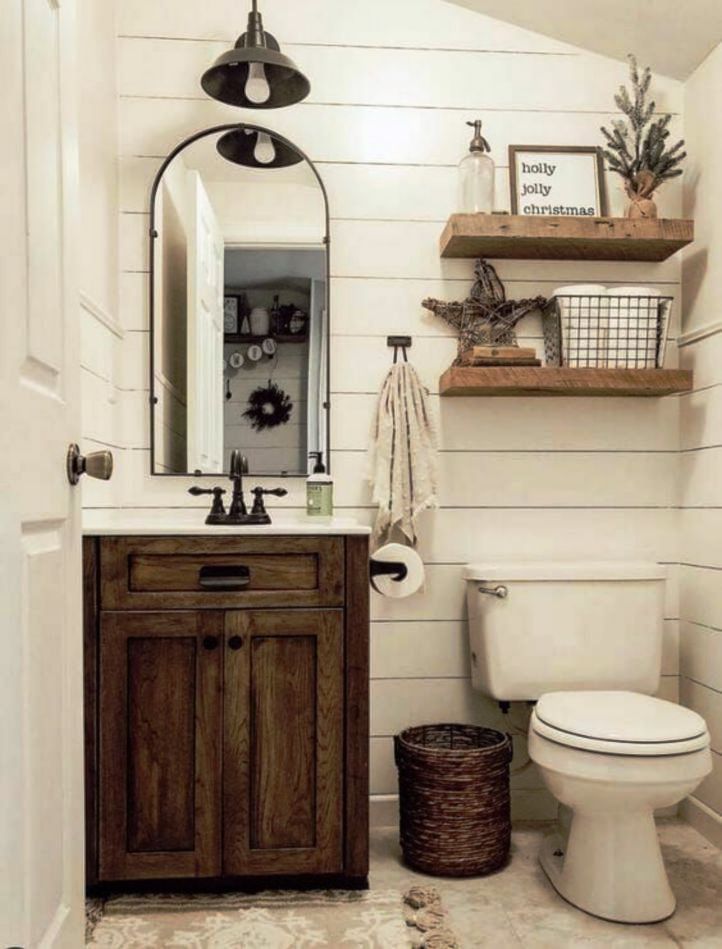 Attractive Rustic Bathroom Farmhouse Design Decor Ideas For Home Use 16