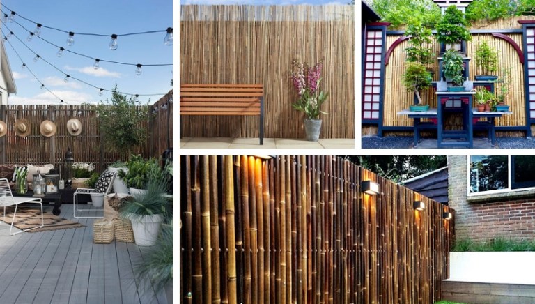 Amazing ideas for bamboo fences to decorate your yard and garden .