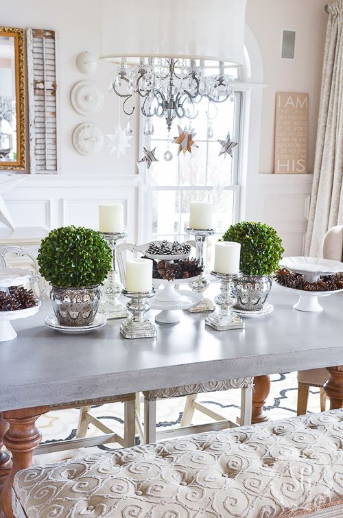 WINTER WHITE DINING ROOM CENTERPIECE - StoneGable | Dining room .
