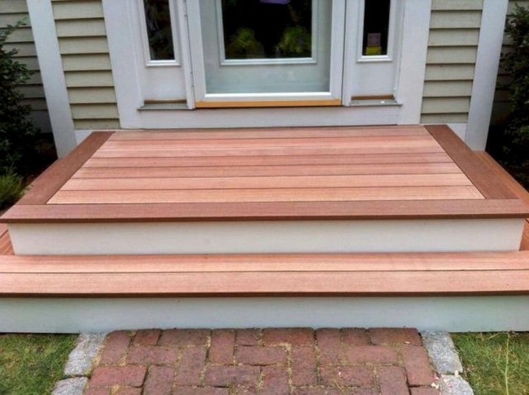55 Beautiful Wooden Deck Design Ideas | Patio steps, Front door .