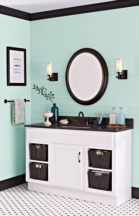 Paint a Bath Vanity | Bathroom decor, Bathroom colors, Bright bathro