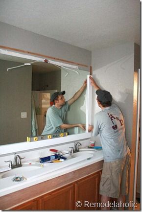 Framing A Large Bathroom Mirror | Bathroom mirror makeover, Large .