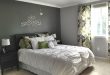 Grey walls for the bedroom. Love the dark grey accent wall with .