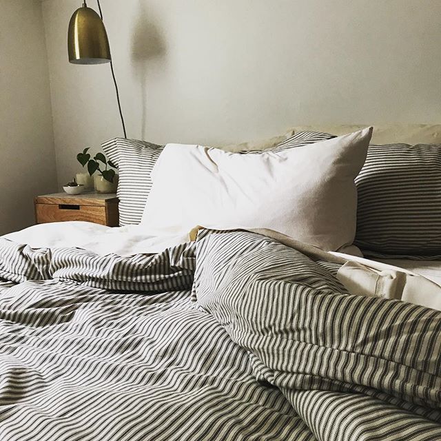 Ticking Stripe Duvet Cover | Bedroom design, Cool dorm rooms .