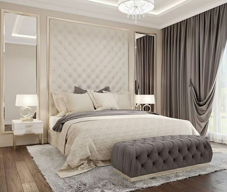 Elegant luxury white and grey bedroom decor | Luxury bedroom .