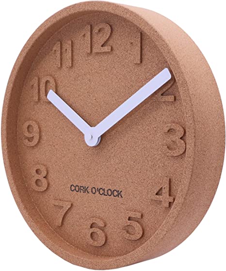Amazon.com: Unique Cork Wood Wall Clock (12.2") Scandinavian .