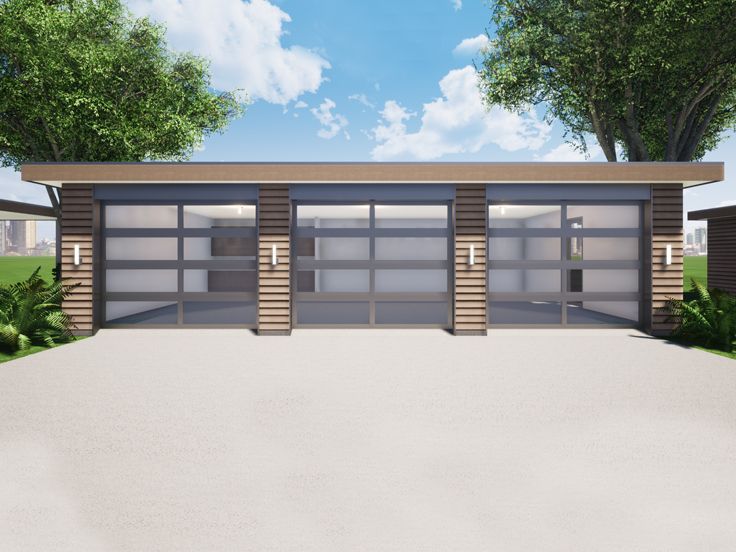 052G-0028: Modern Three-Car Garage Plan | Three car garage plans .