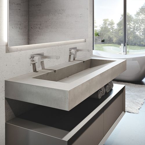 72" ADA Floating Concrete Ramp Sink | Concrete bathroom, Modern .