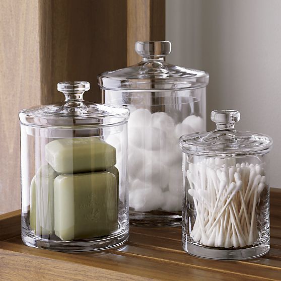 Glass Canisters | Crate and Barrel | Bathroom jars, Simple .
