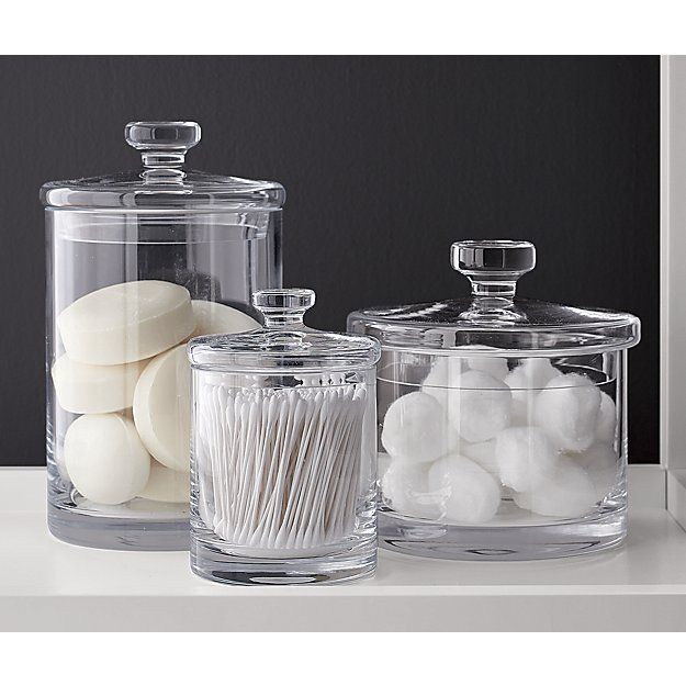Glass Canisters | Crate and Barrel in 2021 | Simple bathroom .