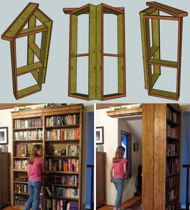 Wonderful DIY Combo Bookshelf And Secret Do