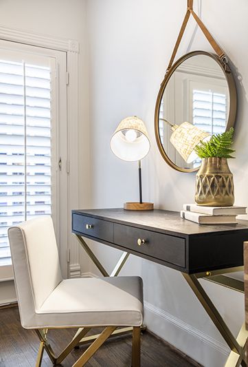 Modern Luxury Master Bedroom by Urbanology Designs // Makeup Desk .