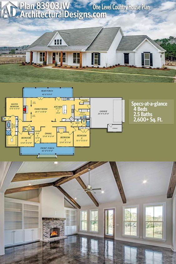 Plan 83903JW: One Level Country House Plan | Architectural design .