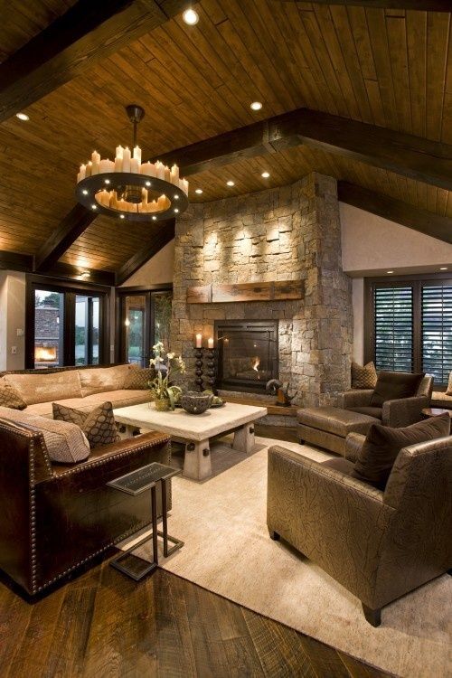 46 Stunning Rustic Living Room Design Ideas | Rustic family room .