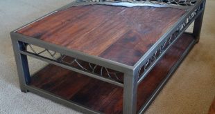 Wood And Metal Coffee Table With Distressed Top | Distressed wood .