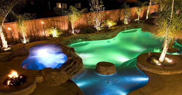 Swimming Pool Landscape with Lighting
