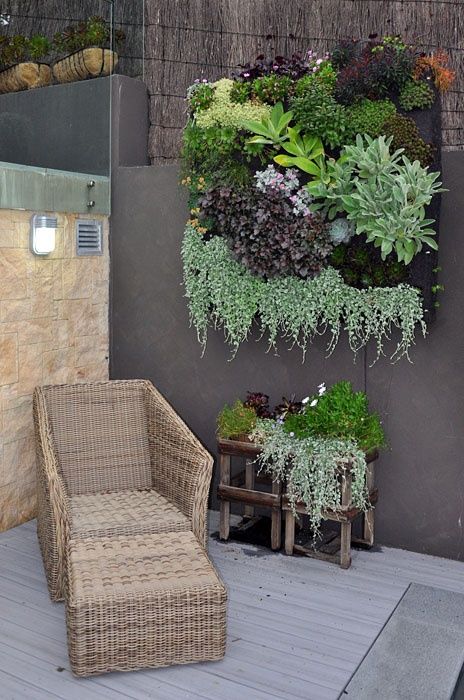 Inspired Exteriors -Look at that succulent wall hanging .
