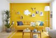yellow wall | Yellow walls living room, Yellow decor living room .